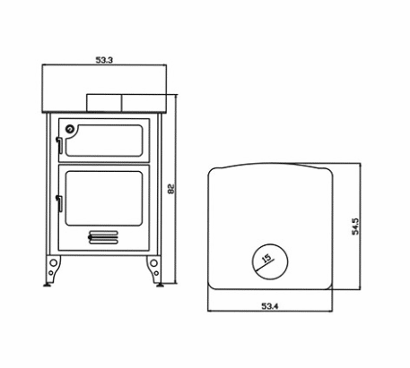 medidas estufa con horno modelo JI