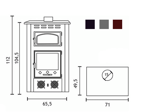 medidas estufa leña con horno y calefacción